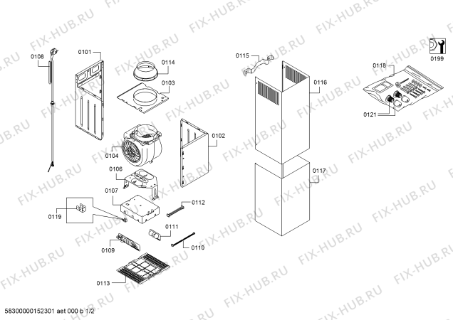 Схема №1 D86DK62N0 NEFF с изображением Планка для вентиляции Bosch 00686303