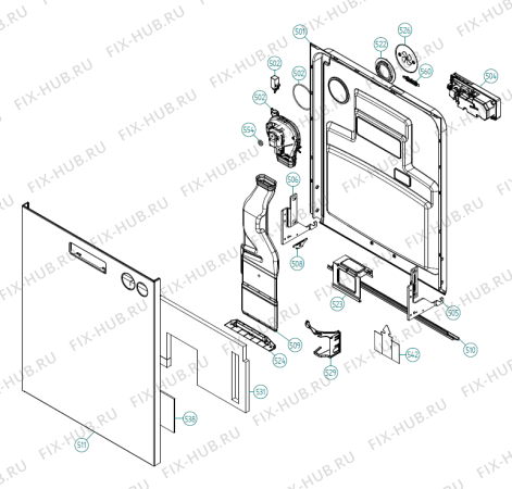 Взрыв-схема посудомоечной машины Asko D5425 DK   -Stainless (367872, DW90.1) - Схема узла 05