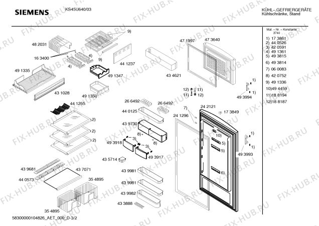 Схема №1 KS45U640 с изображением Инструкция по эксплуатации для холодильника Siemens 00591647