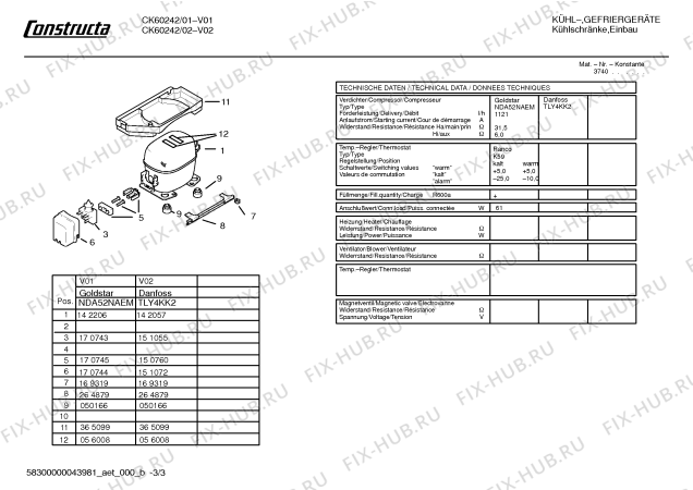 Взрыв-схема холодильника Constructa CK60242 - Схема узла 03