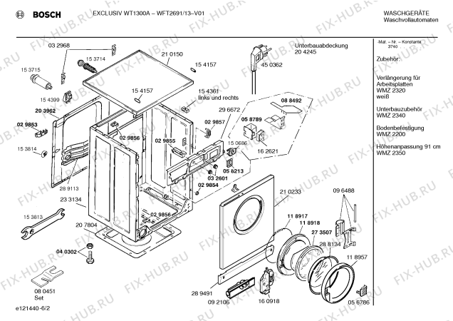 Схема №2 WFT2691 EXCLUSIV WT1300A с изображением Инструкция по эксплуатации для стиралки Bosch 00523062