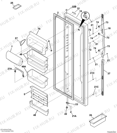 Взрыв-схема холодильника Frigidaire GLVC25V7DB1 - Схема узла Refrigerator door