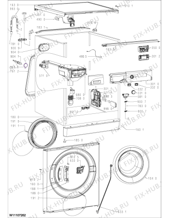 Схема №1 FWG81496W UK с изображением Проводка Whirlpool 481010957196