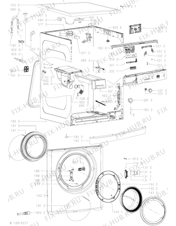 Схема №1 WA 6520/1 с изображением Обшивка для стиральной машины Whirlpool 481010650790