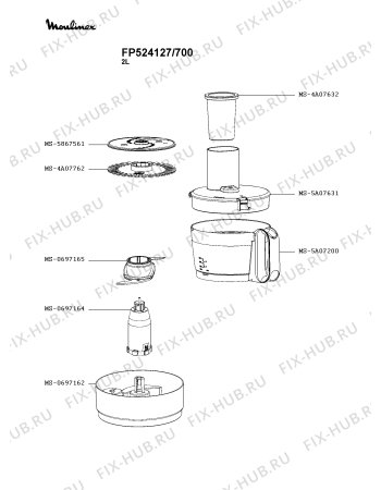 Взрыв-схема кухонного комбайна Moulinex FP524127/700 - Схема узла 2P005029.4P2