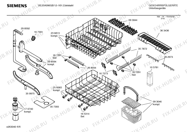 Взрыв-схема посудомоечной машины Siemens SE25A090GB - Схема узла 06