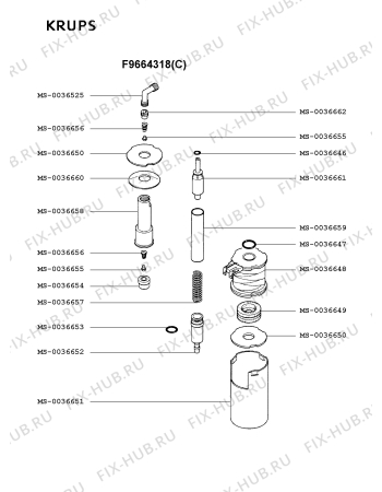 Взрыв-схема кофеварки (кофемашины) Krups F9664318(C) - Схема узла BP002135.9P3