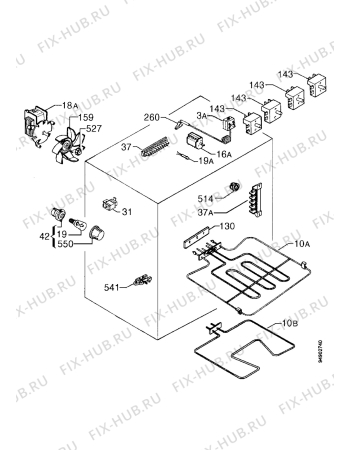 Взрыв-схема плиты (духовки) Electrolux EON399W - Схема узла Functional parts