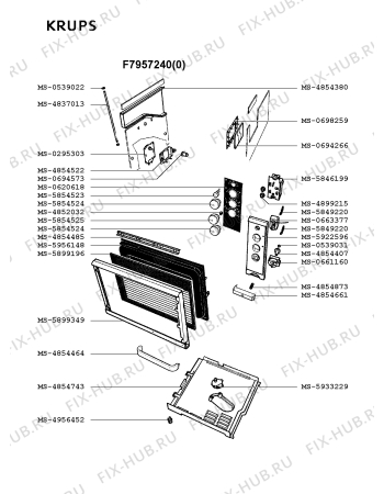 Взрыв-схема микроволновой печи Krups F7957240(0) - Схема узла 4P002452.0P3