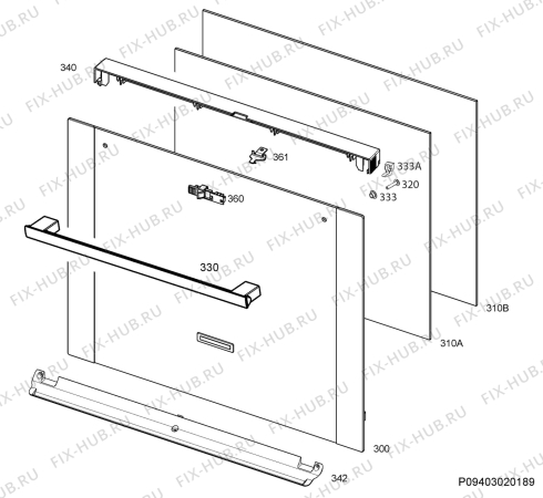 Взрыв-схема плиты (духовки) Electrolux EKC6349BOW - Схема узла Door