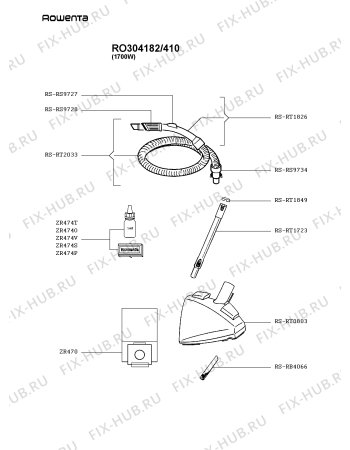 Взрыв-схема пылесоса Rowenta RO304182/410 - Схема узла RP002519.1P2