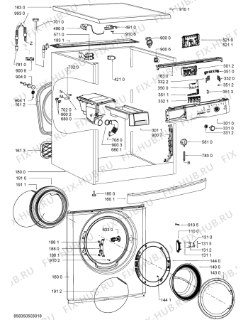 Схема №1 WA PLUS 624 SD с изображением Блок управления для стиральной машины Whirlpool 481010503003