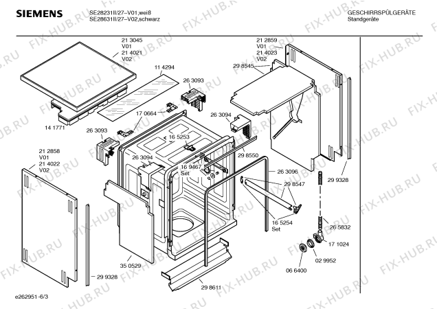Взрыв-схема посудомоечной машины Siemens SE28231II white edition - Схема узла 03