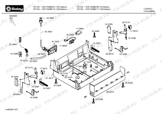 Взрыв-схема посудомоечной машины Balay 3VE742BB VE742 - Схема узла 05