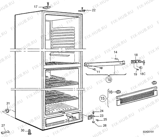 Взрыв-схема холодильника Arthurmartinelux AR3596B - Схема узла Tub