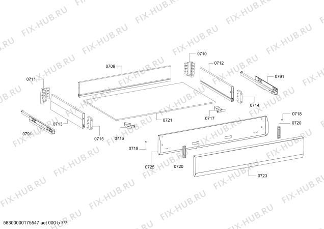 Схема №1 HSB785055N с изображением Нижняя часть корпуса для духового шкафа Bosch 00475645