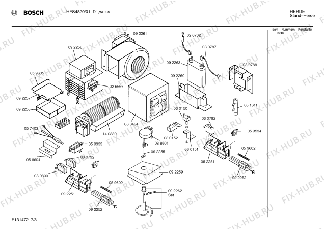 Взрыв-схема плиты (духовки) Bosch HES4820 - Схема узла 03