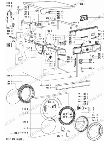 Схема №1 AWO/D 6108 с изображением Обшивка для стиральной машины Whirlpool 480111100625