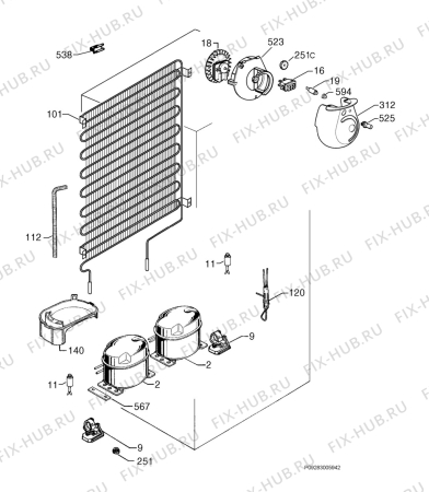 Взрыв-схема холодильника Electrolux ERB8364 - Схема узла Cooling system 017