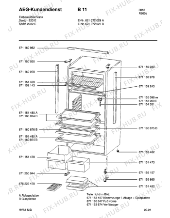 Взрыв-схема холодильника Aeg SAN223-1 E - Схема узла Housing 001