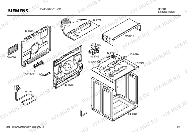 Взрыв-схема плиты (духовки) Siemens HB43S540E Horno siemens indp.multf.inox. relj ec2 - Схема узла 04