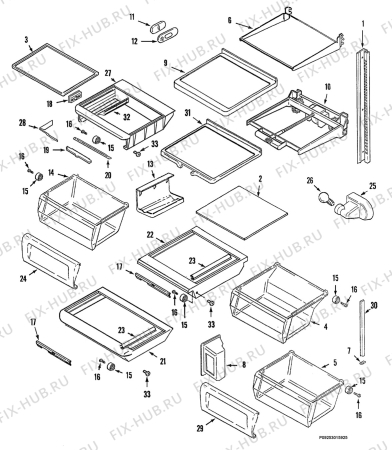 Взрыв-схема холодильника Electrolux GC2228GEH9 - Схема узла Internal parts freezer