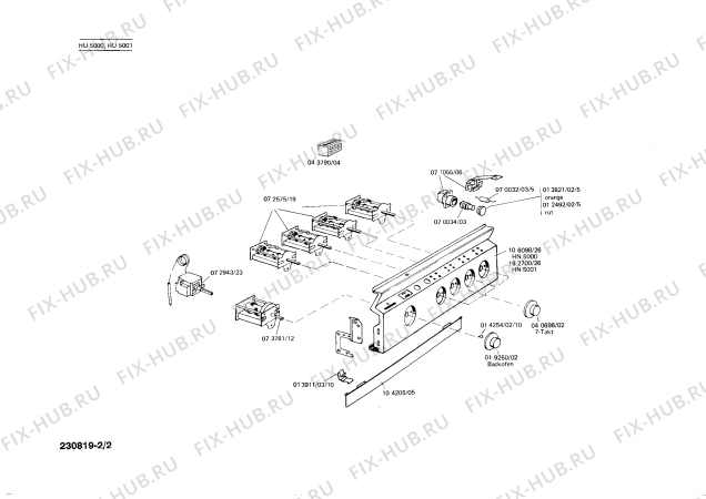 Взрыв-схема плиты (духовки) Siemens HU5001 - Схема узла 02