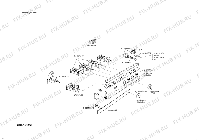 Взрыв-схема плиты (духовки) Siemens HU5000 - Схема узла 02