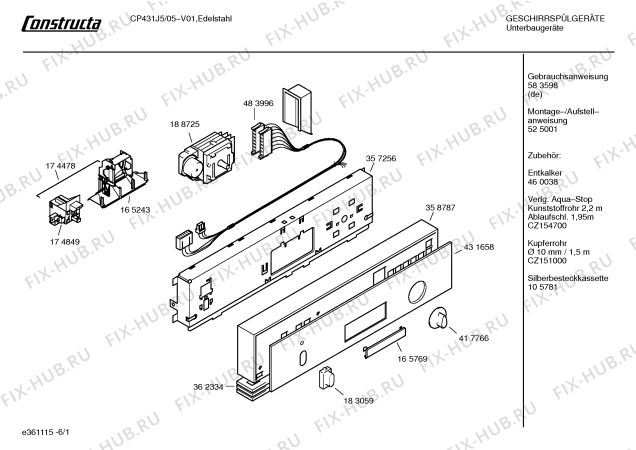 Схема №2 CP431J9 с изображением Инструкция по эксплуатации для посудомоечной машины Bosch 00583598