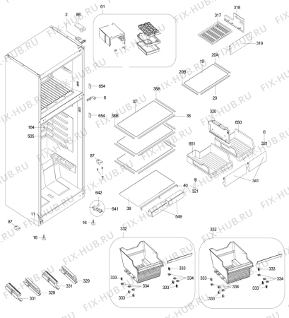 Взрыв-схема холодильника Zanussi ZRT59220SA - Схема узла Housing 001