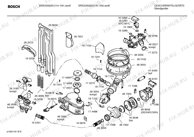 Схема №3 SRS33A02EU с изображением Инструкция по эксплуатации для электропосудомоечной машины Bosch 00582888