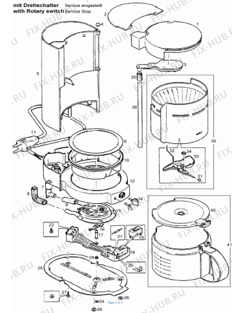 Взрыв-схема кофеварки (кофемашины) BRAUN Aromaster compact 10 - Схема узла 2