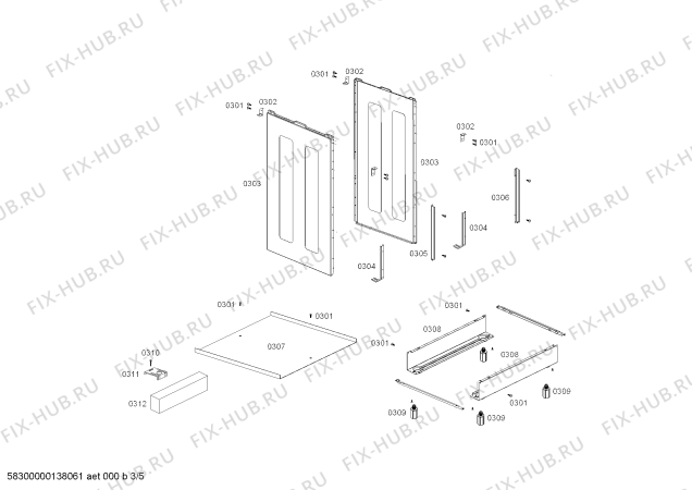 Взрыв-схема плиты (духовки) Bosch HSG43I40SE COC INOX BOSCH PRO602 220V/50Hz CHILE - Схема узла 03