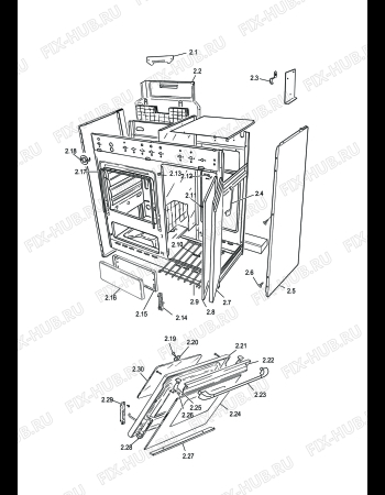 Взрыв-схема плиты (духовки) DELONGHI SEK 8541 - Схема узла 2