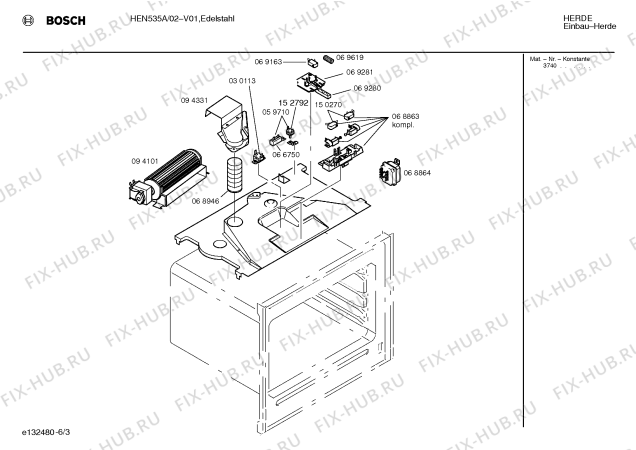 Схема №2 HEN535A с изображением Ручка конфорки для плиты (духовки) Bosch 00155321