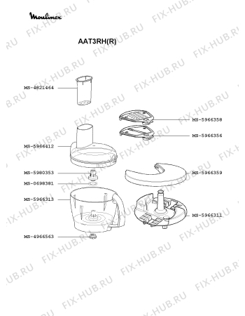 Взрыв-схема кухонного комбайна Moulinex AAT3RH(R) - Схема узла 5P000374.9P2