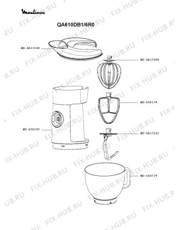 Схема №1 QA610DB1/6R0 с изображением Микронасадка для кухонного комбайна Moulinex MS-650723