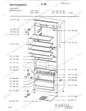 Взрыв-схема холодильника Aeg SAN3402 I - Схема узла Housing 001