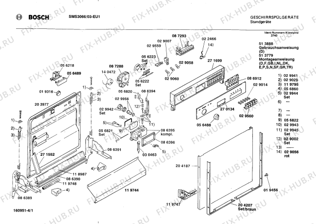 Схема №2 SMS3066 с изображением Панель для посудомойки Bosch 00270134