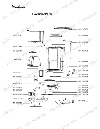 Схема №1 FG260B00/87A с изображением Корпусная деталь для кофеварки (кофемашины) Moulinex SS-207070