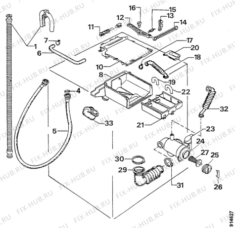 Взрыв-схема стиральной машины Zanussi FL814V - Схема узла Water equipment