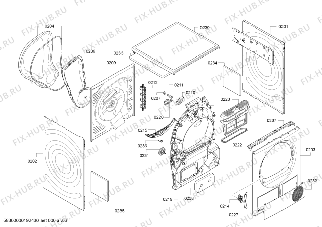 Взрыв-схема сушильной машины Bosch WTYH7701 SelfCleaning Condenser - Схема узла 02