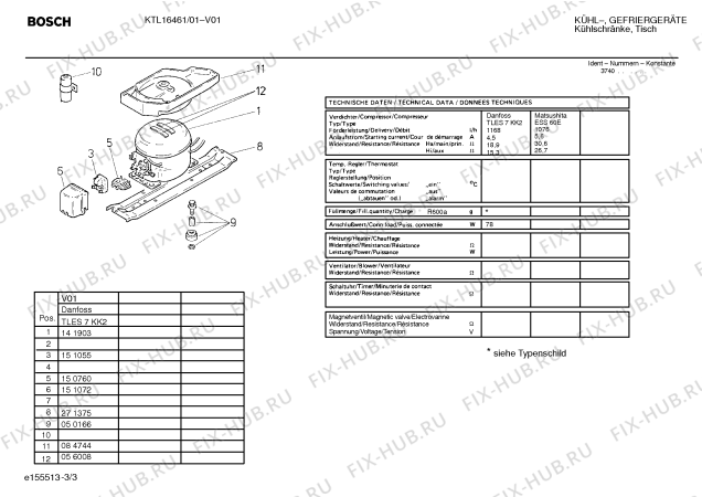 Взрыв-схема холодильника Bosch KTL16461 - Схема узла 03