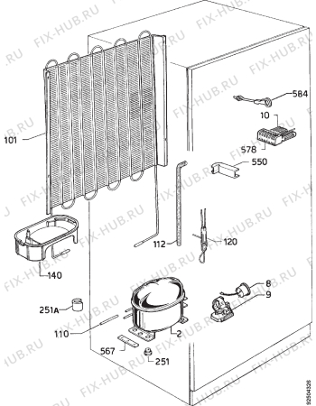 Взрыв-схема холодильника Rex FI18/10FR - Схема узла Cooling system 017