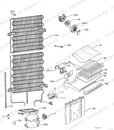 Взрыв-схема холодильника Rex Electrolux RNB34391S - Схема узла Cooling system 017