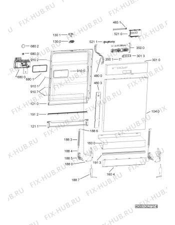 Взрыв-схема посудомоечной машины Whirlpool ADP 8678 A+ PC 6S WH - Схема узла