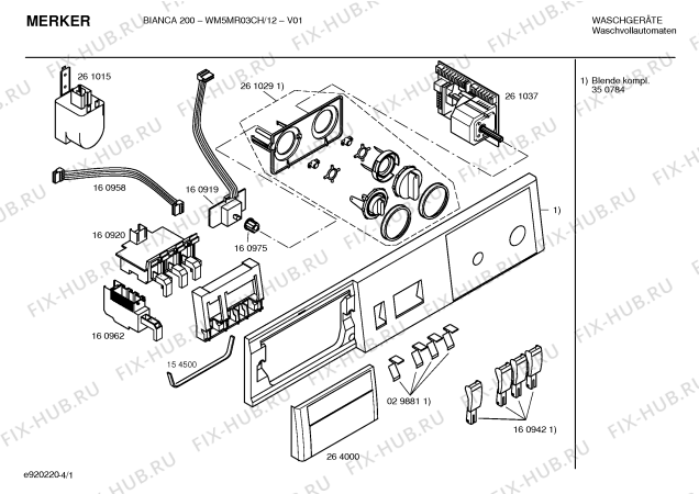 Схема №1 WM5MR03CH BIANCA 200 с изображением Ручка для стиралки Bosch 00264000