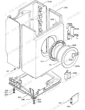 Взрыв-схема стиральной машины Zanussi FJ1254V - Схема узла Cabinet + armatures