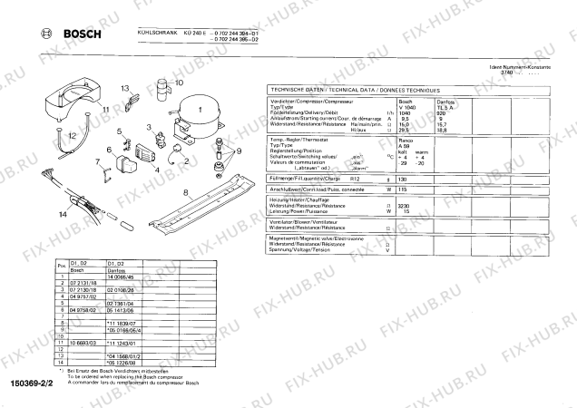 Взрыв-схема холодильника Bosch 0702244395 KUE240E - Схема узла 02