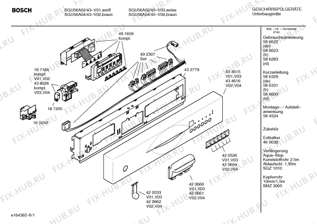 Схема №3 SGI56A32 с изображением Передняя панель для посудомойки Bosch 00434615